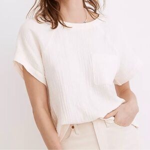 Madewell Ivory Textured Blouse - Like New, XS